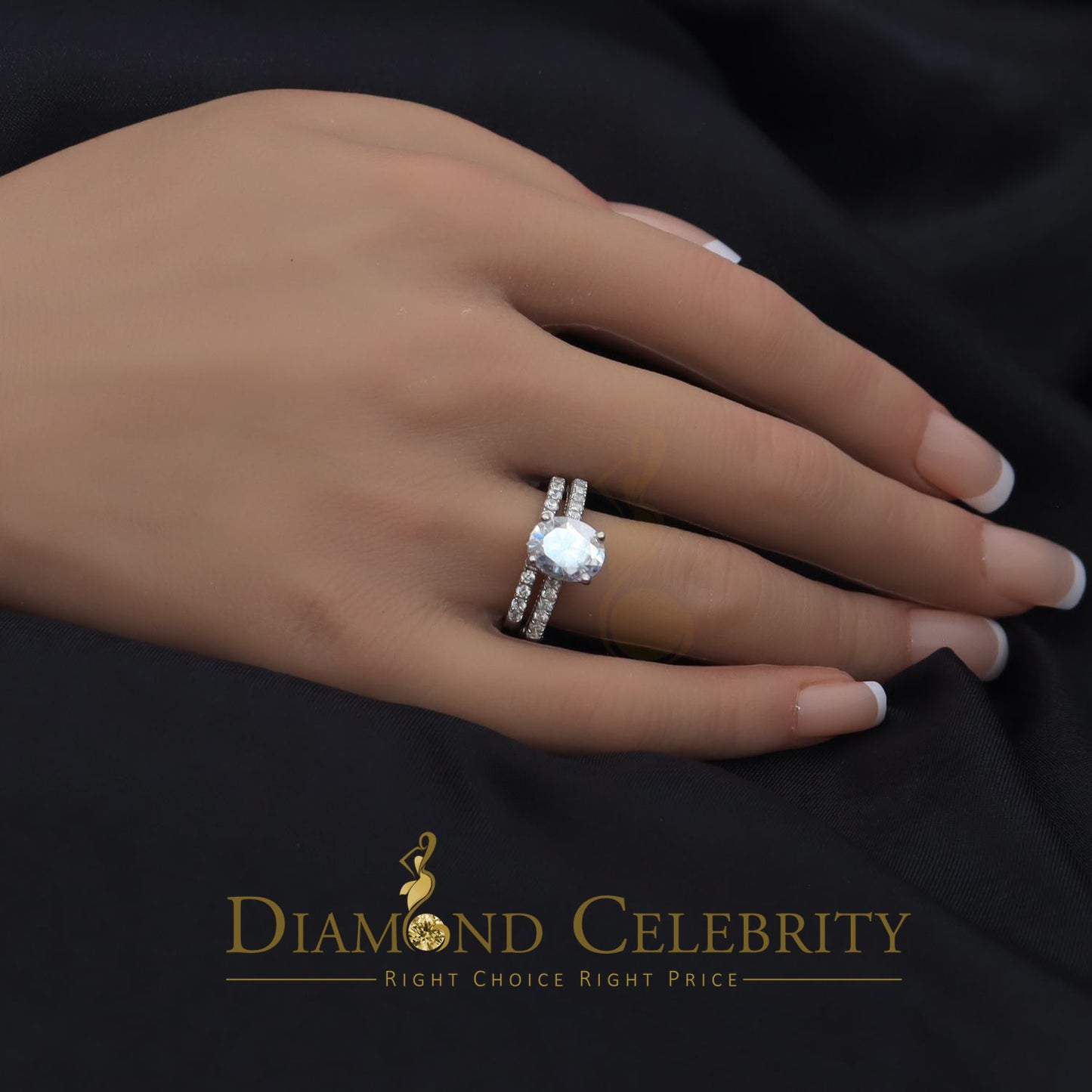 DiamondCelebritees White 5.50ct Cubic Zirconia 925 Sterling Silver Bridal Style Women's Ring SZ 7