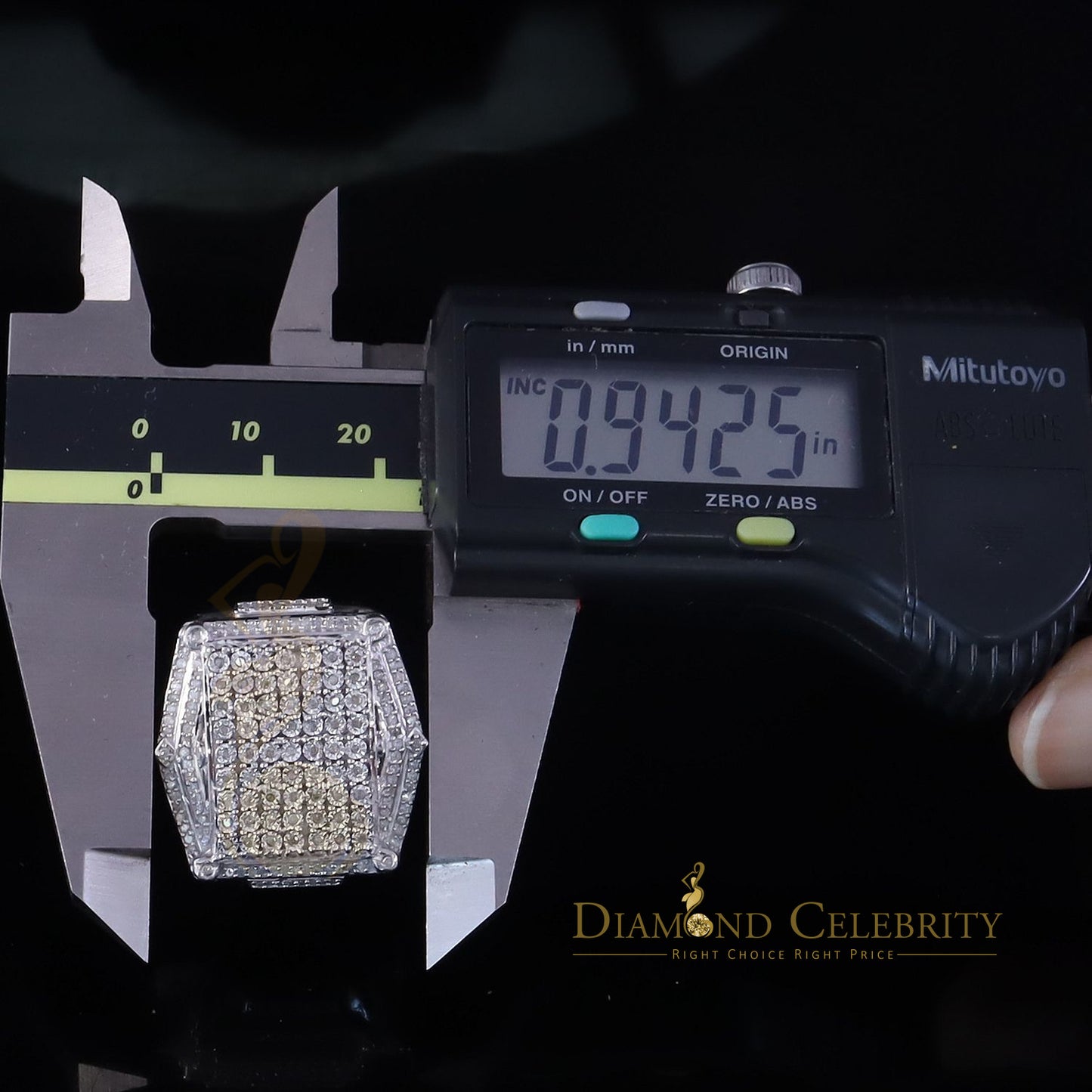 Big Mirage Set 0.66ct Real Diamond 925 White Silver Square Men's Ring Size 10
