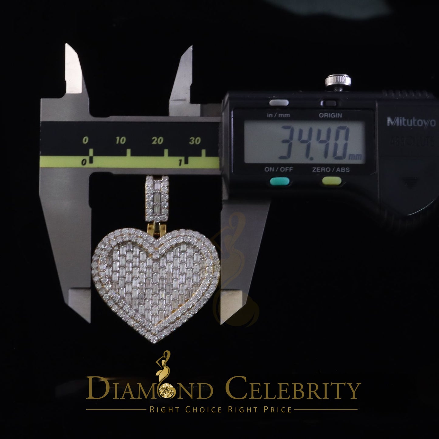 Diamondcelebritees Baguette Heart Pendant for Women's 7.50ct VVS D Clr Moissanite 925Yellow Silver