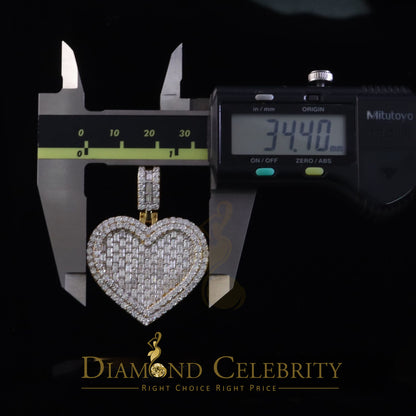 Diamondcelebritees Baguette Heart Pendant for Women's 7.50ct VVS D Clr Moissanite 925Yellow Silver