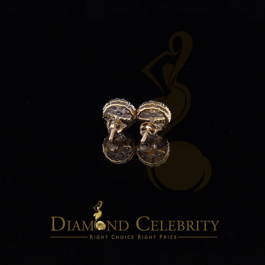 DiamondCelebritees 10K Real Yellow Gold w/Real 1.33 CT Diamond Men's/Women's Stud Earring