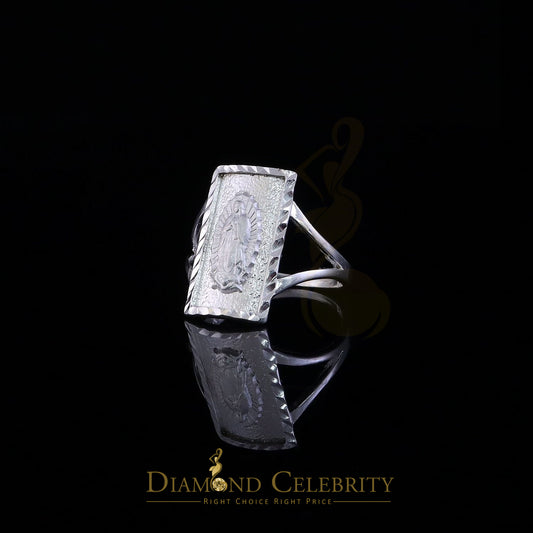 DiamondCelebritees Our Lady Guadalupe White 925 Silver Virgin Merry Protection Shield Ring SZ 7