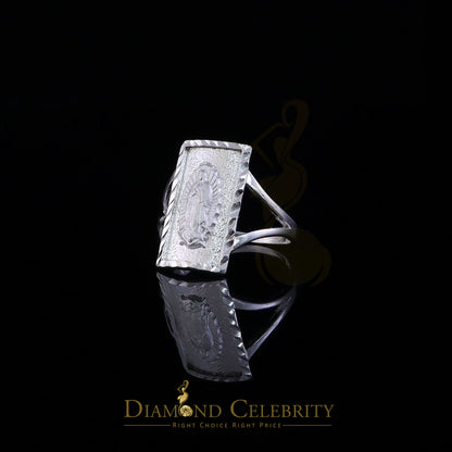 DiamondCelebritees Our Lady Guadalupe White 925 Silver Virgin Merry Protection Shield Ring SZ 6