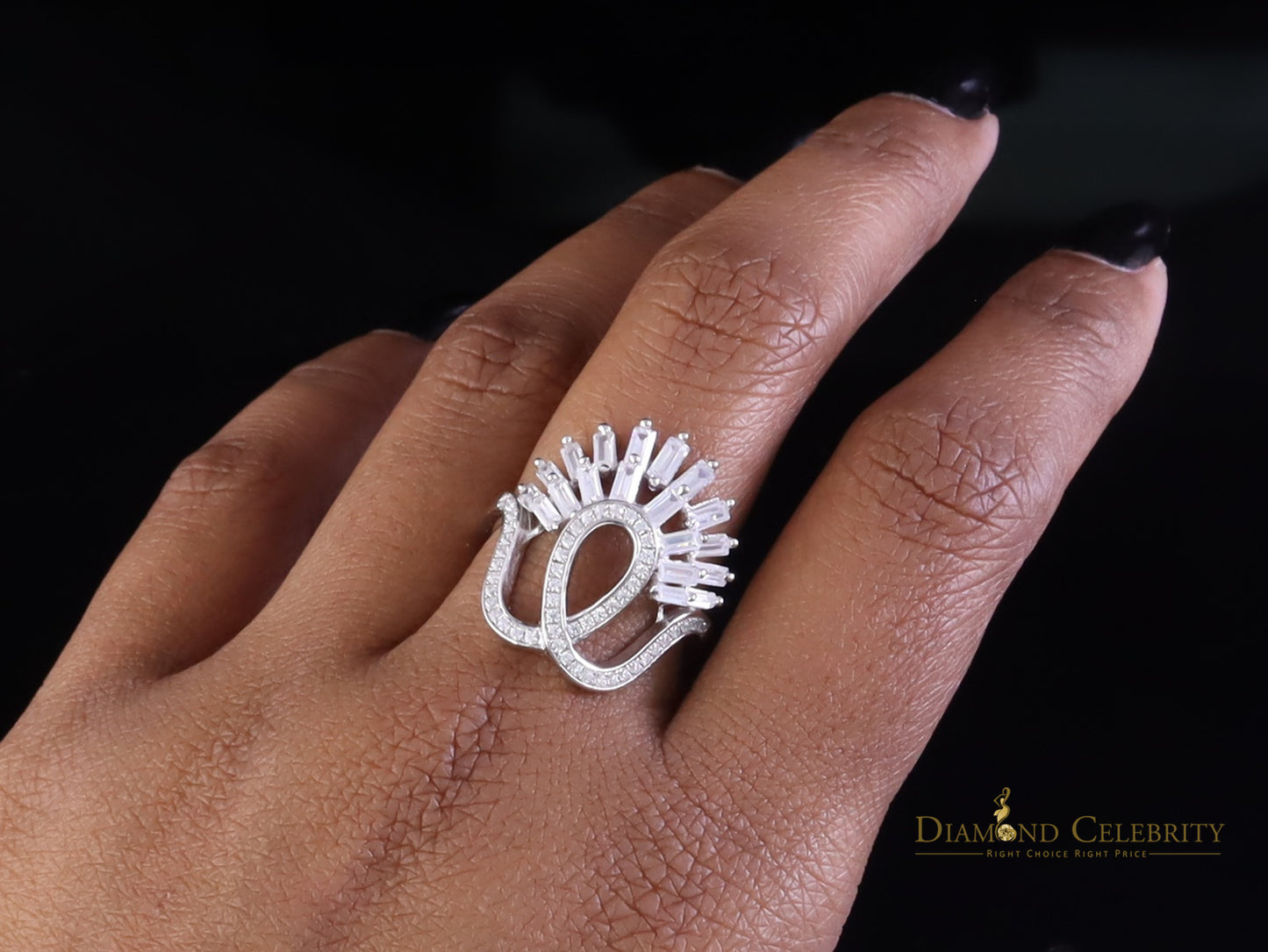 DiamondCelebritees 925 Sterling 2.00 ct Cubic Zirconia White Silver Crown Womens Ring Size 6.5