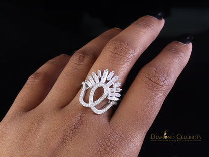 DiamondCelebritees 925 Sterling 2.00 ct Cubic Zirconia White Silver Crown Womens Ring Size 6.5