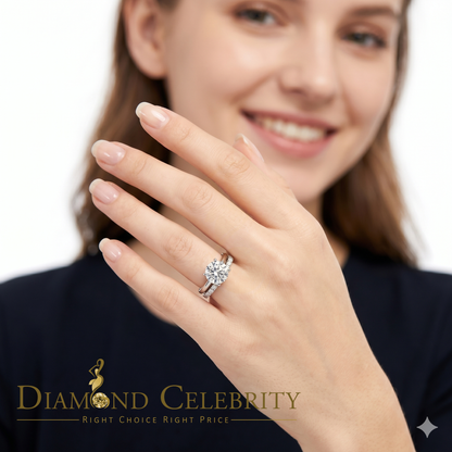 DiamondCelebritees White 5.00ct Moissanite Sterling Silver Men/Women Bridal Ring Round Shape Size 8