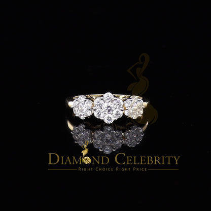 DiamondCelebritees Sterling Yellow Silver Floral-Shaped Cubic Zirconia 2.0ct Womens Ring Size 7