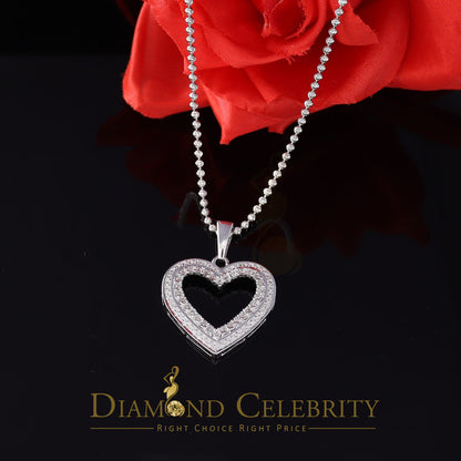 DiamondCelebritees  Real 0.10ct Diamond Sterling Silver HEART White Charm Fashion Necklace Pendant