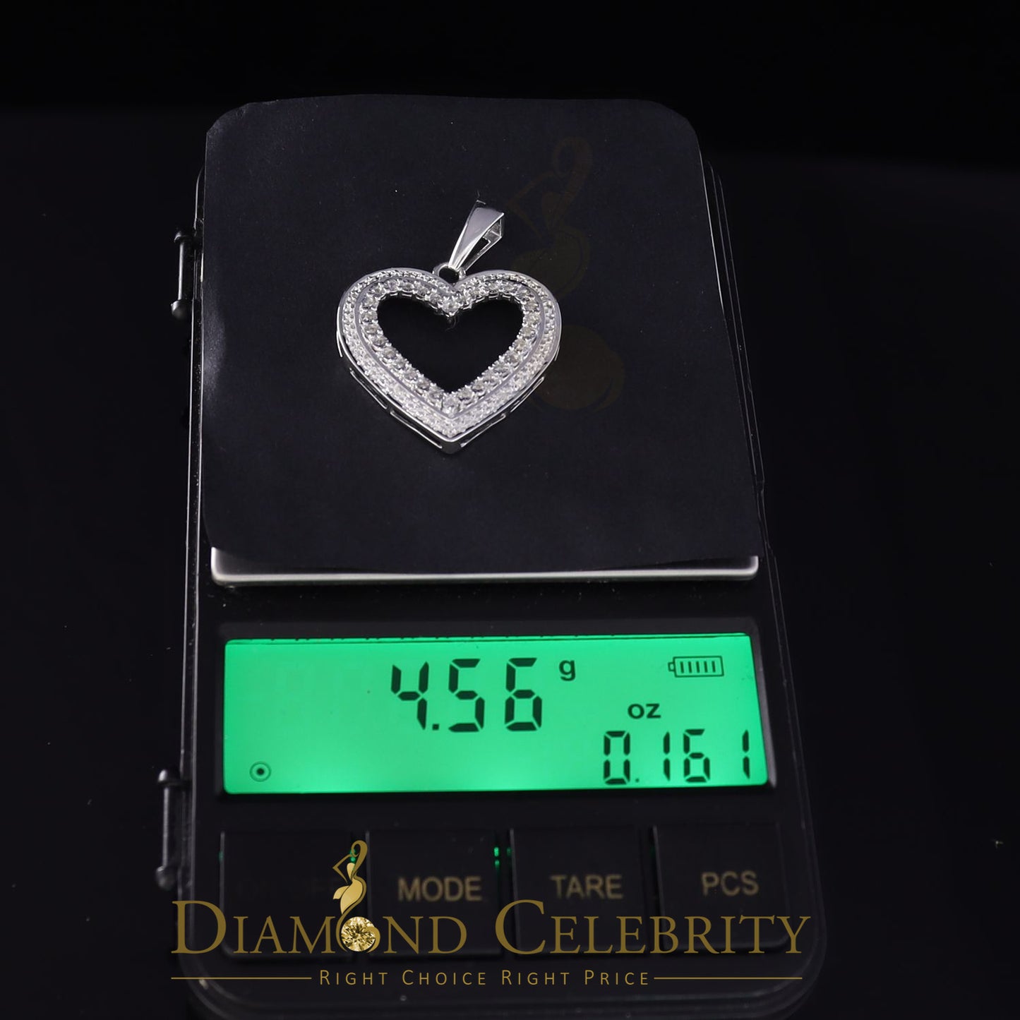 DiamondCelebritees  Real 0.10ct Diamond Sterling Silver HEART White Charm Fashion Necklace Pendant