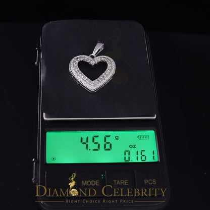 DiamondCelebritees  Real 0.10ct Diamond Sterling Silver HEART White Charm Fashion Necklace Pendant