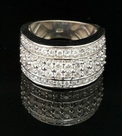 DiamondCelebritees 925 Sterling White Silver 6.0ct Cubic Zirconia Wide Round Womens Ring Size 7