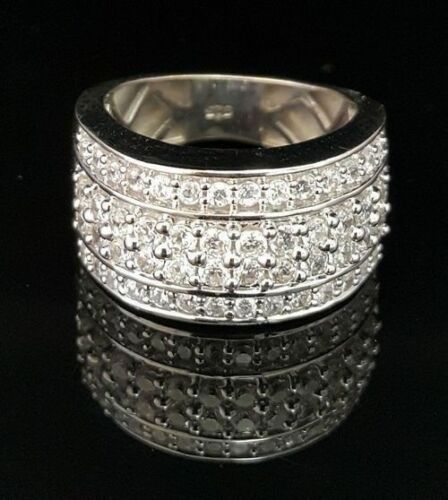 DiamondCelebritees 925 Sterling White Silver 6.0ct Cubic Zirconia Wide Round Womens Ring Size 7