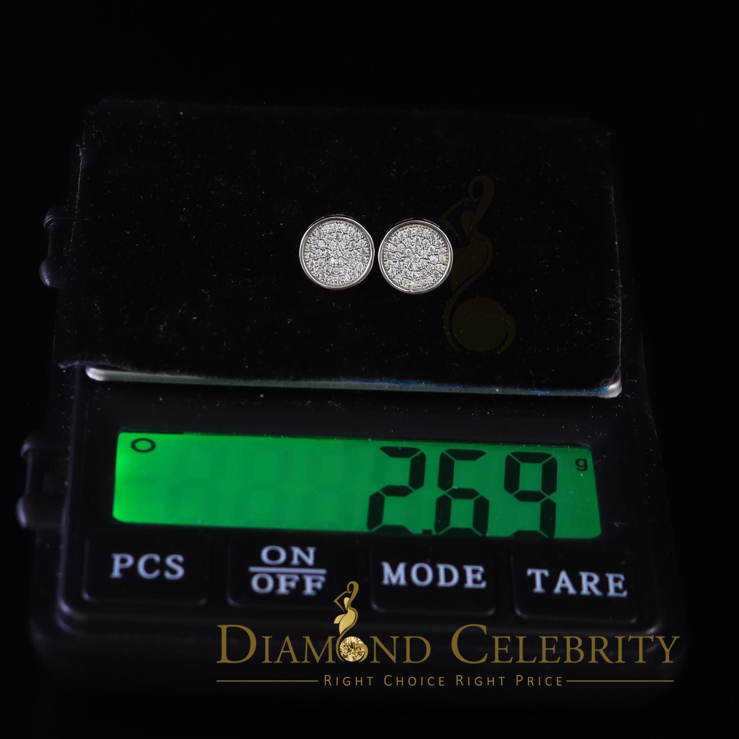 DiamondCelebritees  0.78ct Cubic Zirconia 925 White Silver Women's & Men's Hip Hop Round Earrings