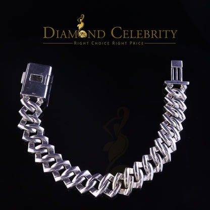 Diamondcelebritees  Manoco Men's Bracelet 925 Silver White 16ct Moissanite size 8.5inch & Width 16mm