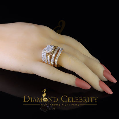 DiamondCelebritees Yellow 925 Silver 7.50ct Cubic Zirconia 3 Piece Halo Bridal Womens Ring Size 7