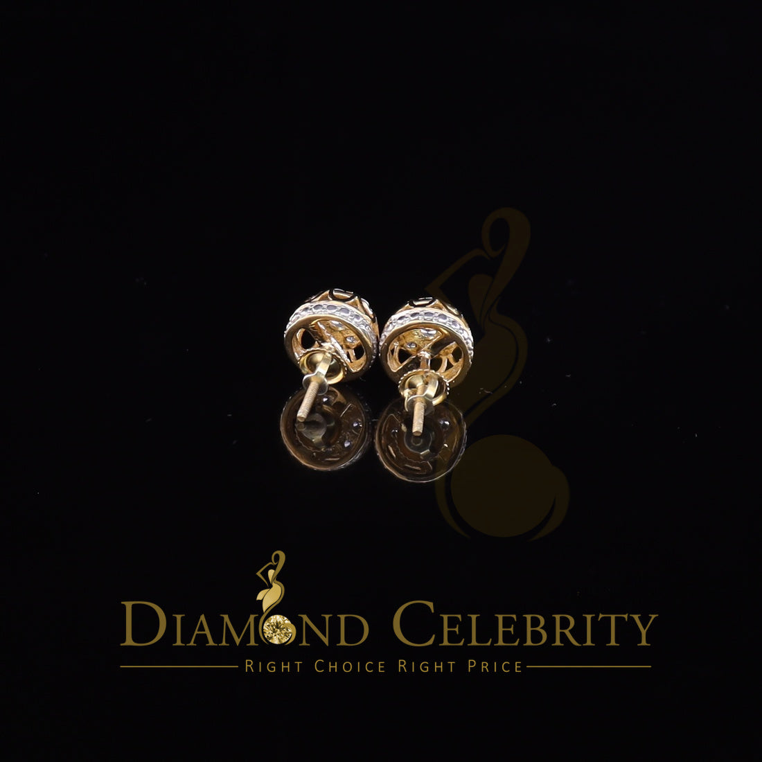 DiamondCelebritees  1.14ct Cubic Zirconia 925 Yellow Silver Women's & Men's Hip Hop Flower Earrings