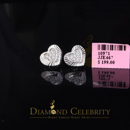 DiamondCelebritees  925 White Sterling Silver 1.36ct Cubic Zirconia Heart Women's Stud Earrings