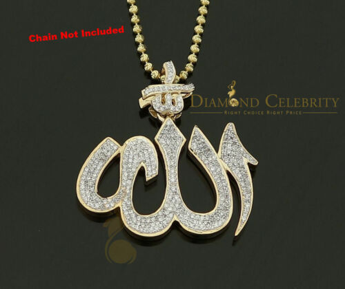 DiamondCelebritees Promising Yellow Sterling Silver Allah Shape Pendant with 2.77ct Cubicn Zirconia