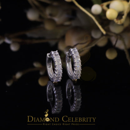 Diamondcelebritees 1.66ct Moissanite Baugutte White 925 Sterling Silver Women's Hoop Earrings