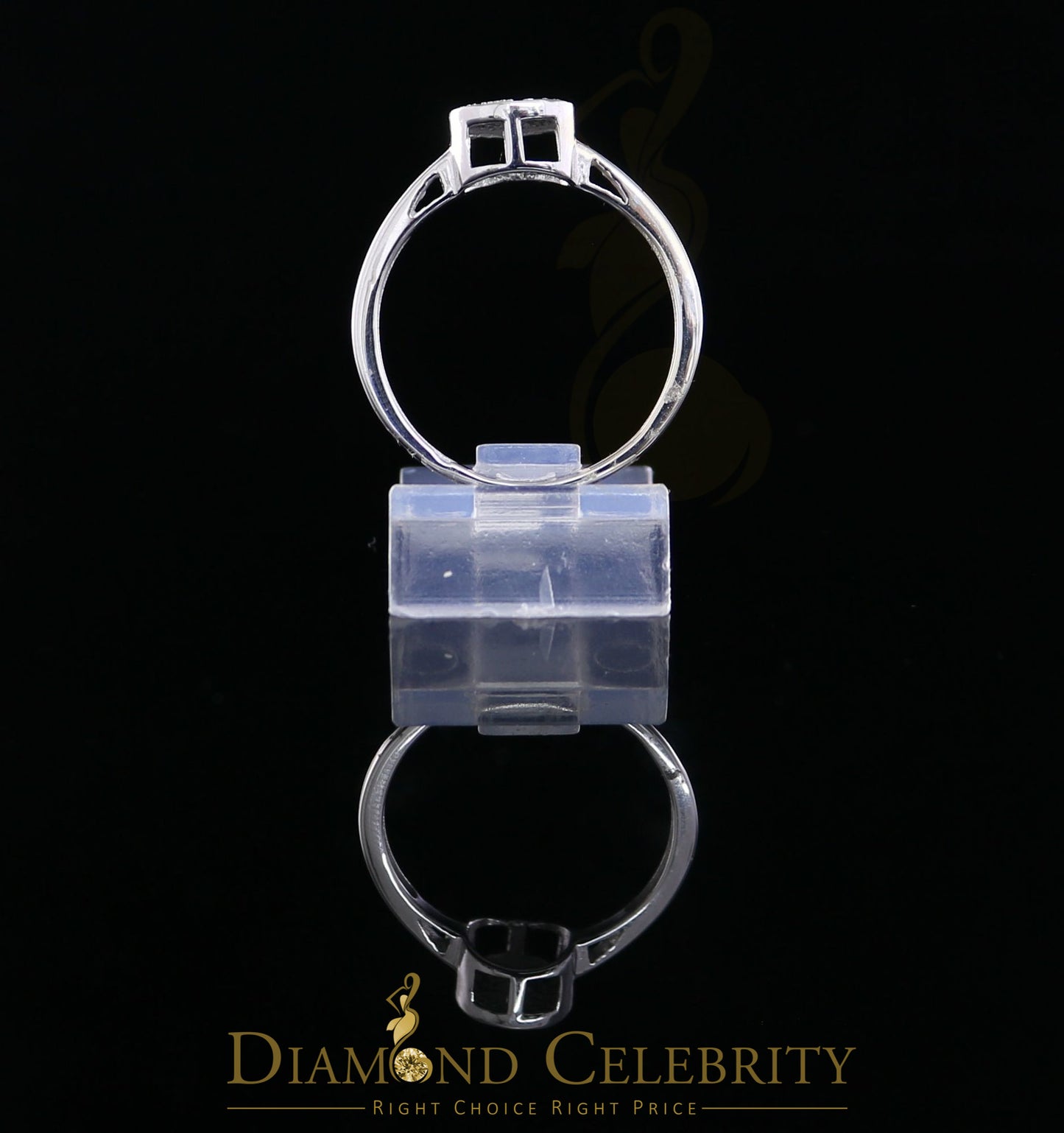 DiamondCelebritees 0.10CT Diamond 925 Sterling White Silver Round Engagement Womens Ring Size 7