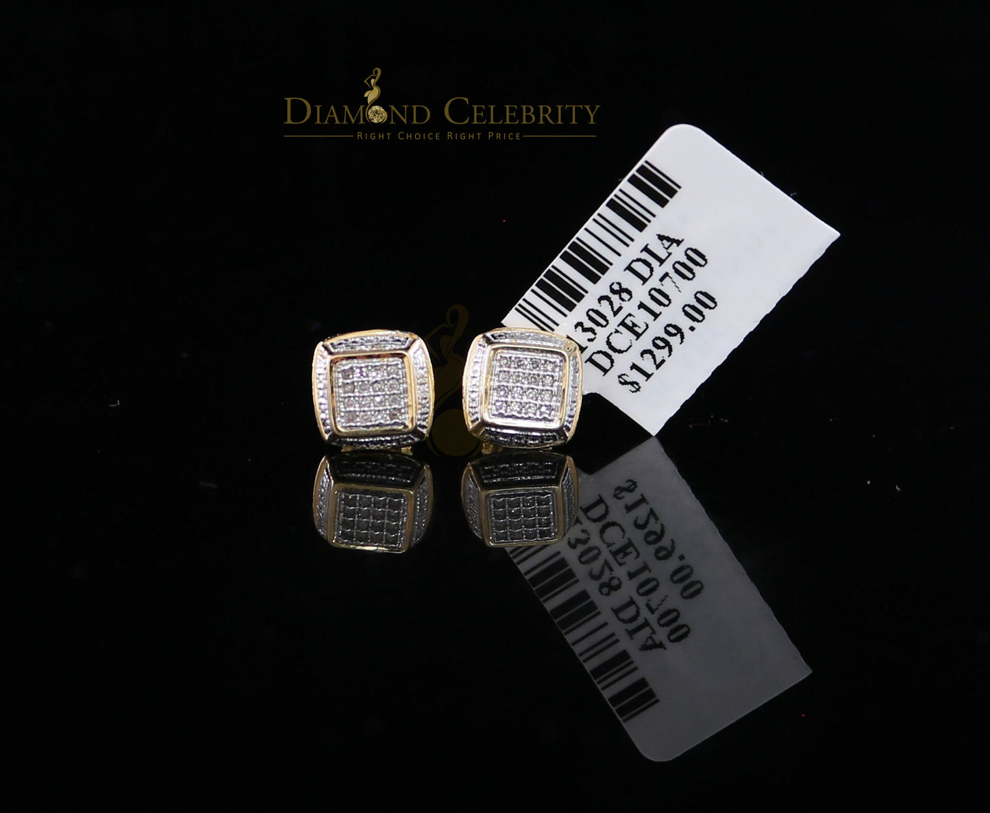 DiamondCelebritees 0.10CT Real Diamonds with 10K Real Yellow Gold Men's/Women's stud Earrings