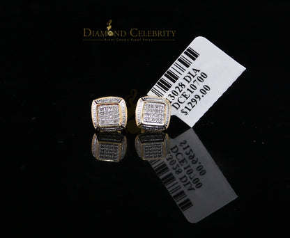 DiamondCelebritees 0.10CT Real Diamonds with 10K Real Yellow Gold Men's/Women's stud Earrings