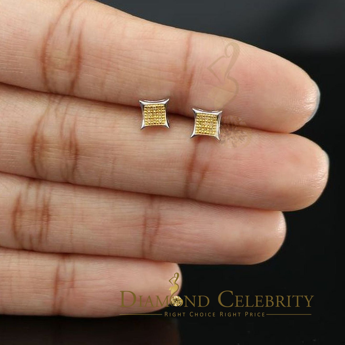 DiamondCelebritees 0.05ct Diamond 925 Sterling Silver White Stud Women's/ Men's Kite Shape Earrings