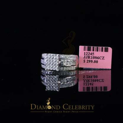 DiamondCelebritees 3.20ct White Cubic Zirconia 925 Silver Cinderella Womens Engagement Ring SZ 8