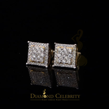 DiamondCelebritees Men's/Womens 925 Silver Yellow 0.55ct VVS 'D' Moissanite Square Stud Earrings