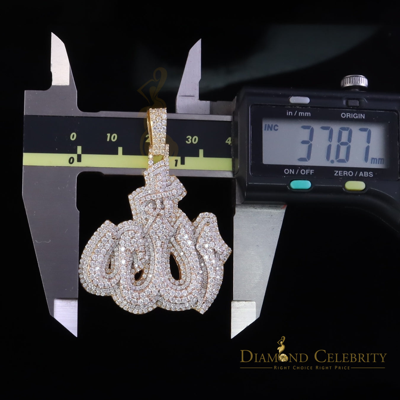 Diamondcelebritees 925 Allah Religious Yellow Silver Pendant 4.00ct VVS 'D Moissanite Men & Women