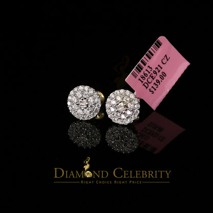 DiamondCelebritees  925 Yellow Sterling Silver 1.86ct Cubic Zirconia Round Women's Stud Earrings
