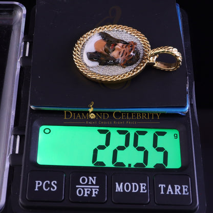 Diamondcelebritees 925 Sterling Silver 2.00ct W/Crushed Moissanite Yellow Jesus Charm Pendant