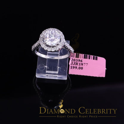 DiamondCelebritees 4.50ct Cubic Zirconia 925 White Silver Round Engagement Women's Ring Size 7