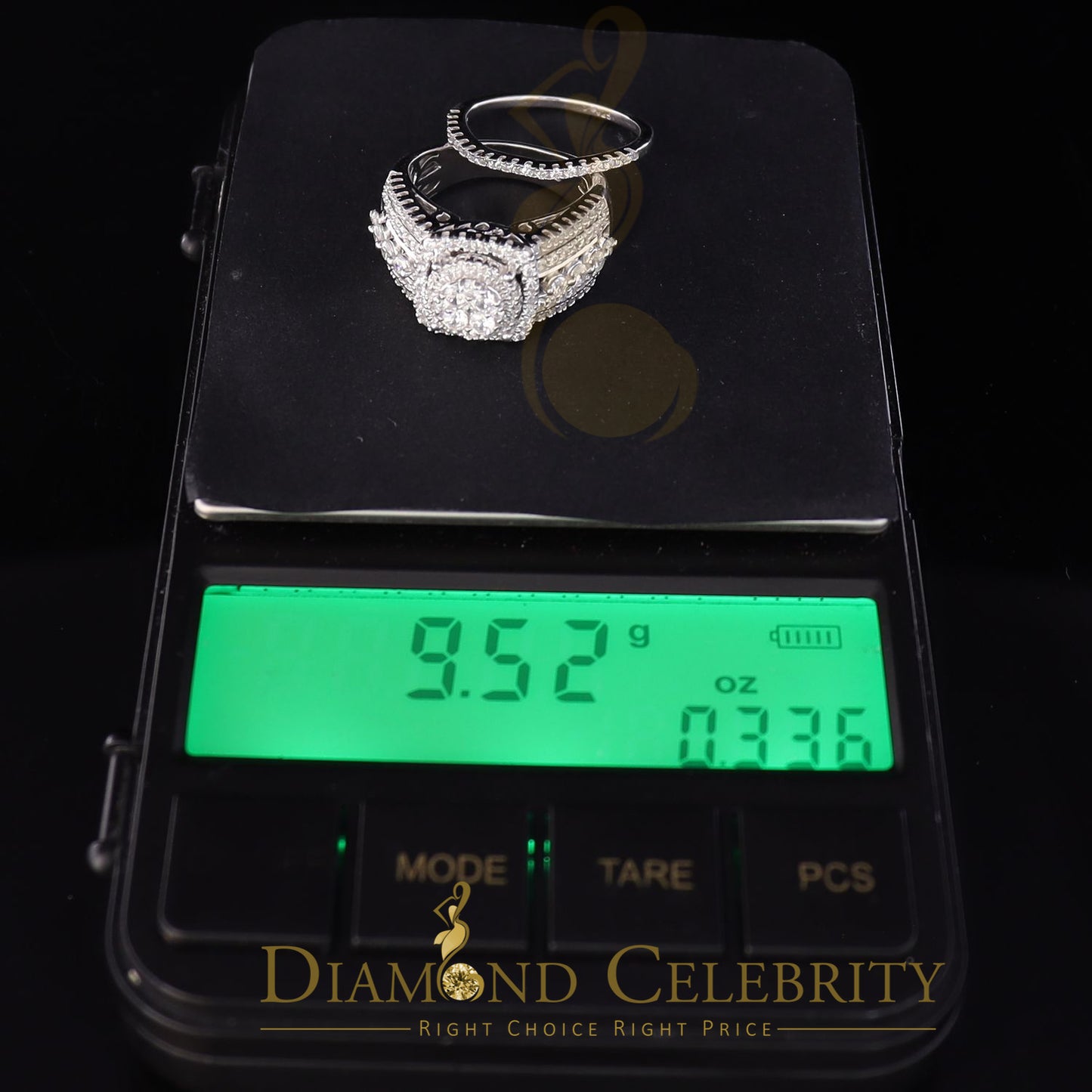 DiamondCelebritees White Sterling Silver 3.50ct Round Cubic Zirconia Double Bridal Womens Ring SZ7