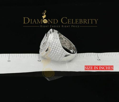 DiamondCelebritees White Sterling Silver11.50ct Cubic Zirconia Men's Adjustable Ring From SZ 9 to11