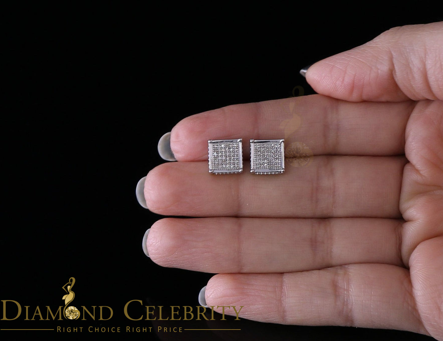 DiamondCelebritees 925 Sterling Silver 0.20ct Diamond White Stud Men's/ Women's Earrings