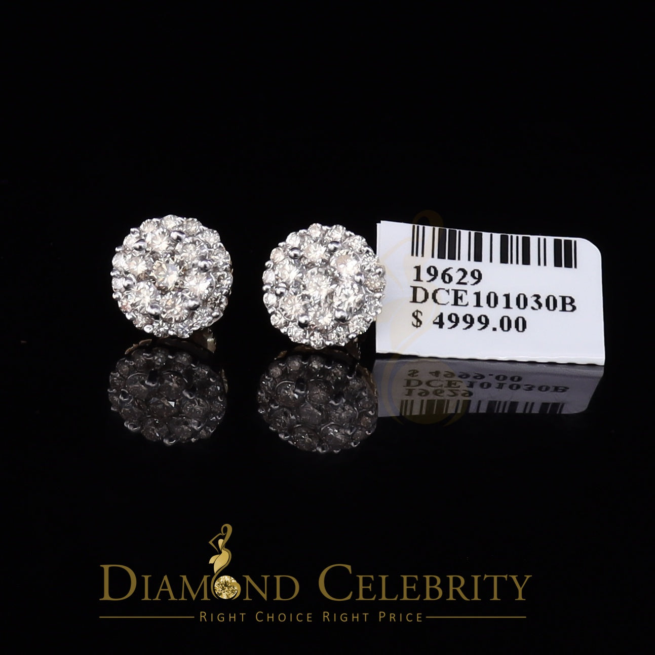 DiamondCelebritees 10K Real Yellow Gold w/Real 1.33 CT Diamond Men's/Women's Stud Earring