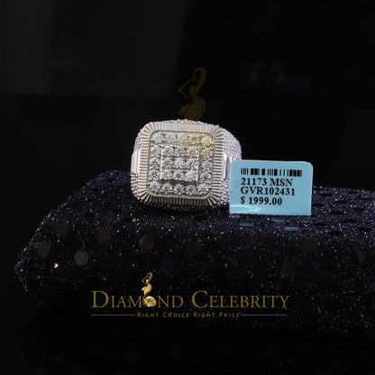 DiamondCelebritees Sterling 925 White Silver 6.50ct VVS 'D' Moissanite Square Rings SZ10 for Men's