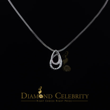 DiamondCelebritees Sterling White Silver Pear Fashion Pendant with 0.00ct Cubic Zirconia