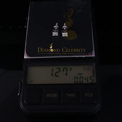 Diamondcelebritees Square Women & Men 925 Silver White 0.50ct VVS D Moissanite Square Stud Earring