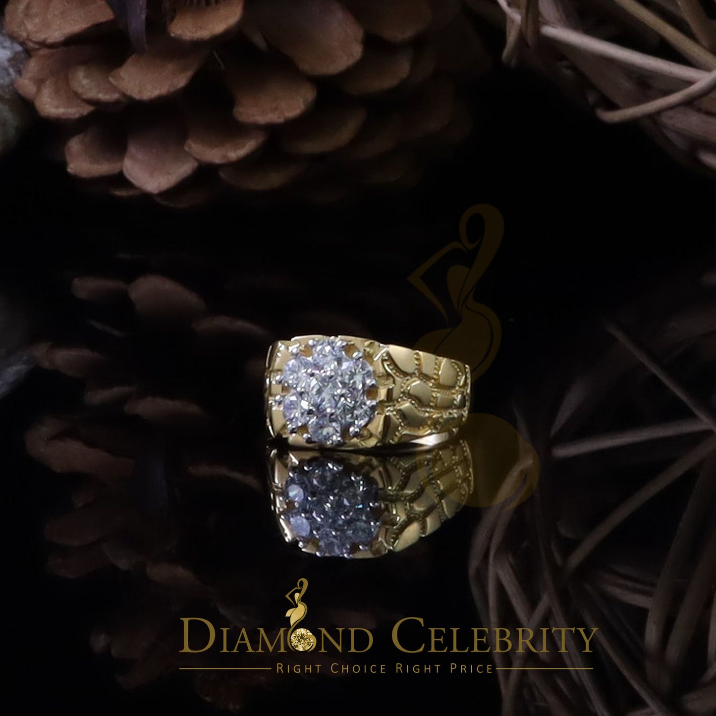 DiamondCelebritees 925 Yellow Sterling Silver 2.34ct Cubic Zirconia Promise Flower Ring Size 9