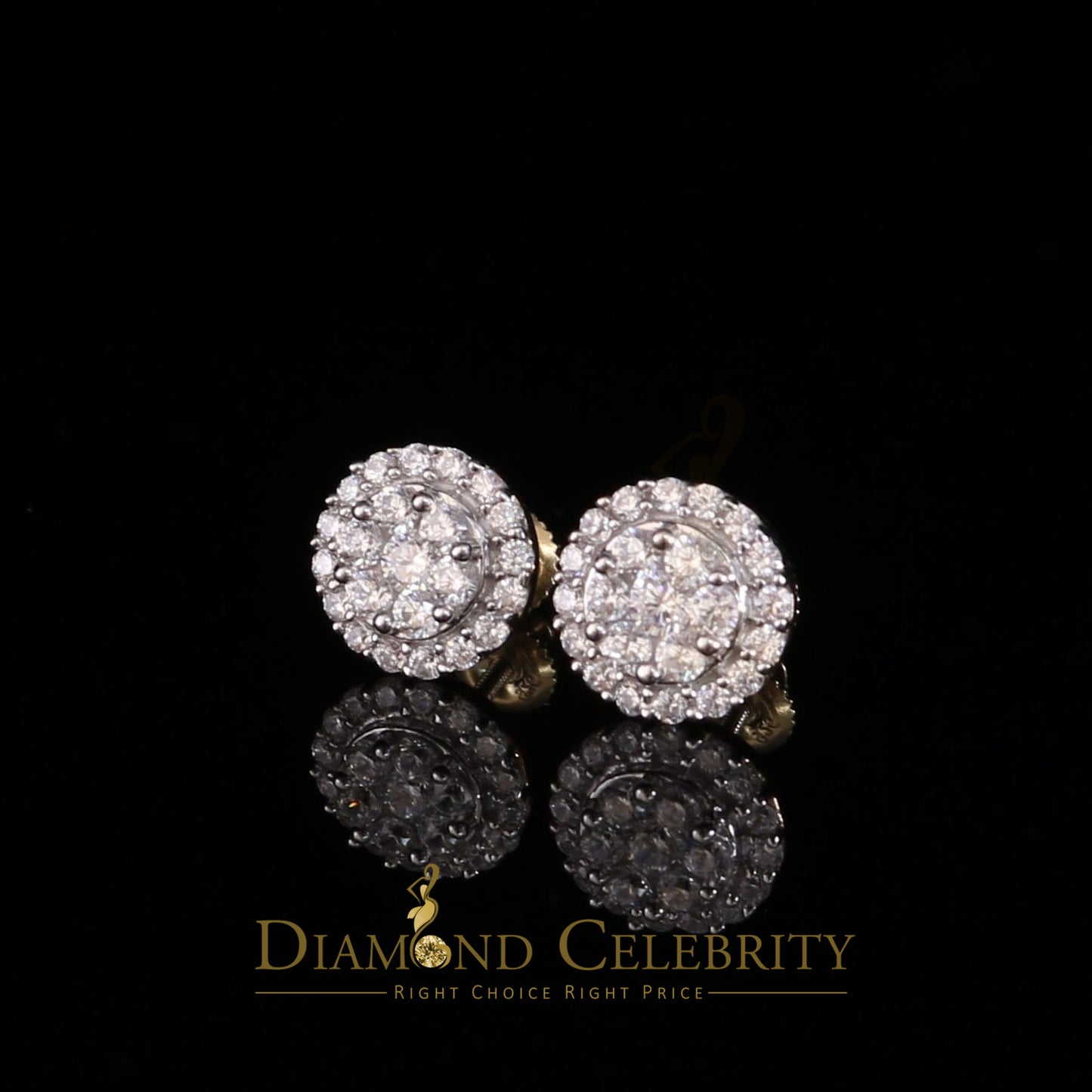 DiamondCelebritees  925 Yellow Silver 1.96ct Cubic Zirconia Women's & Men's Hip Hop Round Earrings