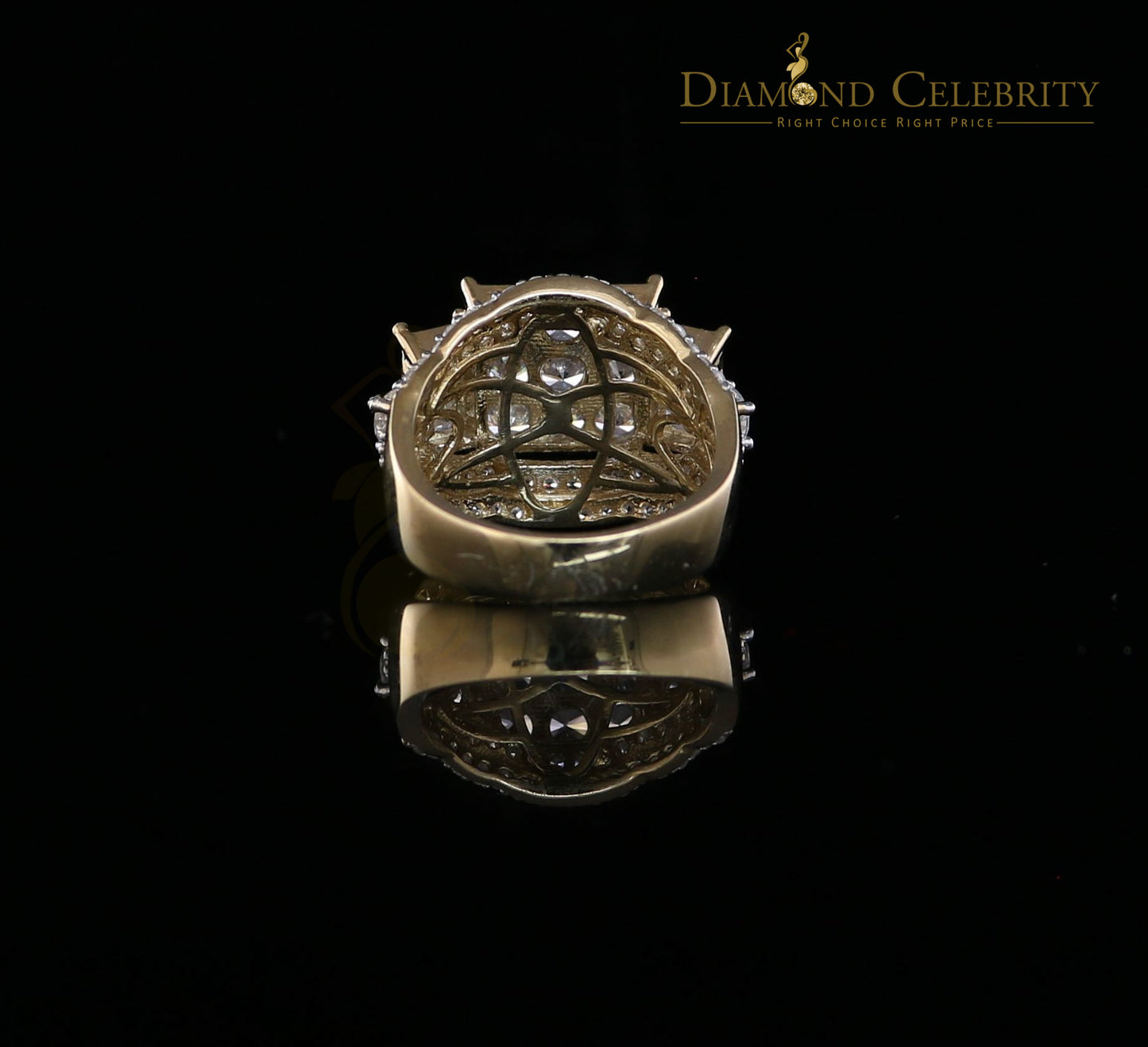 DiamondCelebritees 925 Sterling Yellow Silver 7.76ct Cubic Zirconia Square Engagement Women's Ring Size 9