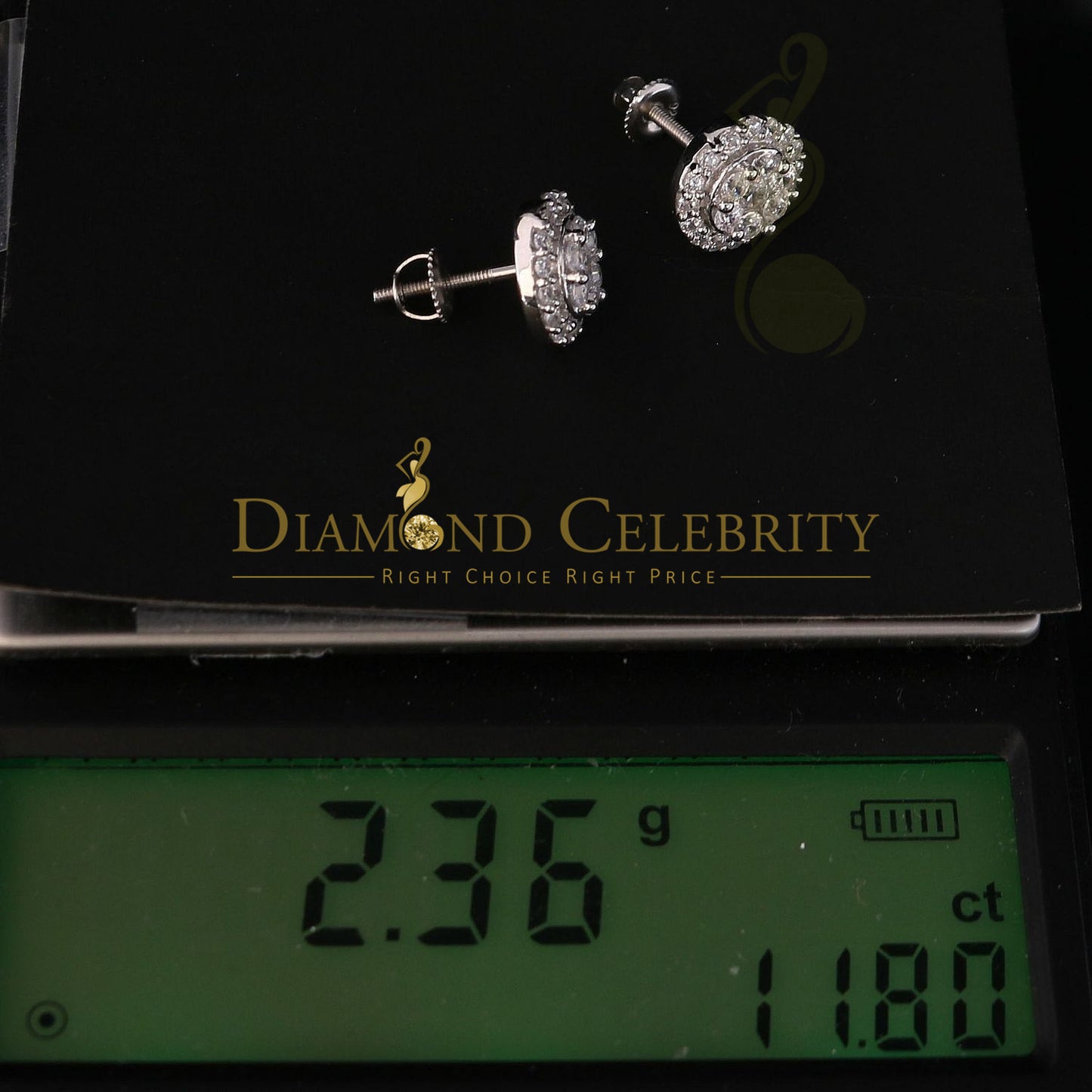 DiamondCelebritees  925 White Silver 1.96ct Cubic Zirconia Hip Hop Women's & Men's Round Earrings