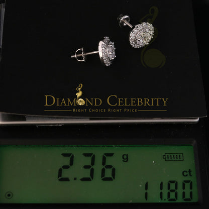 DiamondCelebritees  925 White Silver 1.96ct Cubic Zirconia Hip Hop Women's & Men's Round Earrings