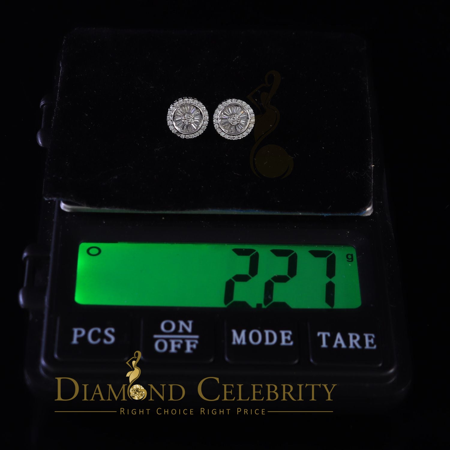 DiamondCelebritees  0.52ct Cubic Zirconia 925 White Sterling Silver Women's Hip Hop Round Earrings