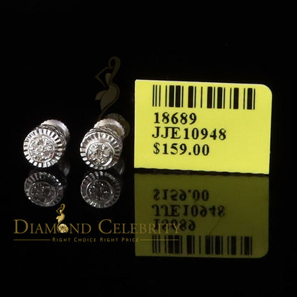 DiamondCelebritees 925 Sterling Silver 0.05ct Diamond For Women's/ Men's White Stud Round Earrings