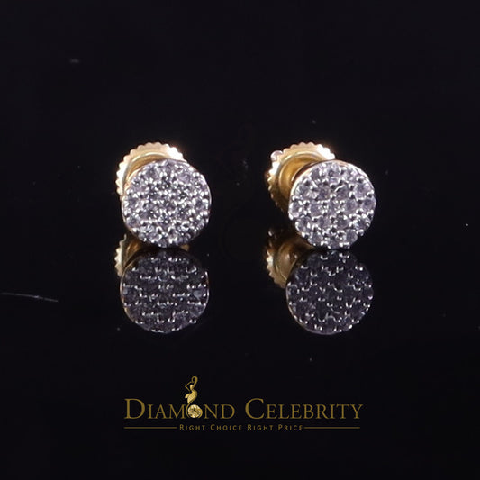 DiamondCelebritees  0.30ct Cubic Zirconia 925 Yellow Silver Aretes Para Hombre Women Round Earrings