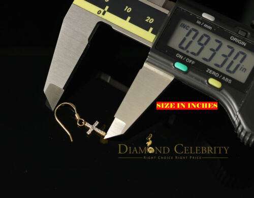 DiamondCelebritees  Yellow 925 Silver 0.27ct Cubic Zirconia Men's & Women's Dangling Cross Earrings