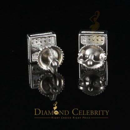 DiamondCelebritees 925 White Sterling Silver 0.15ct Diamond For Women's & Men's Square Earrings